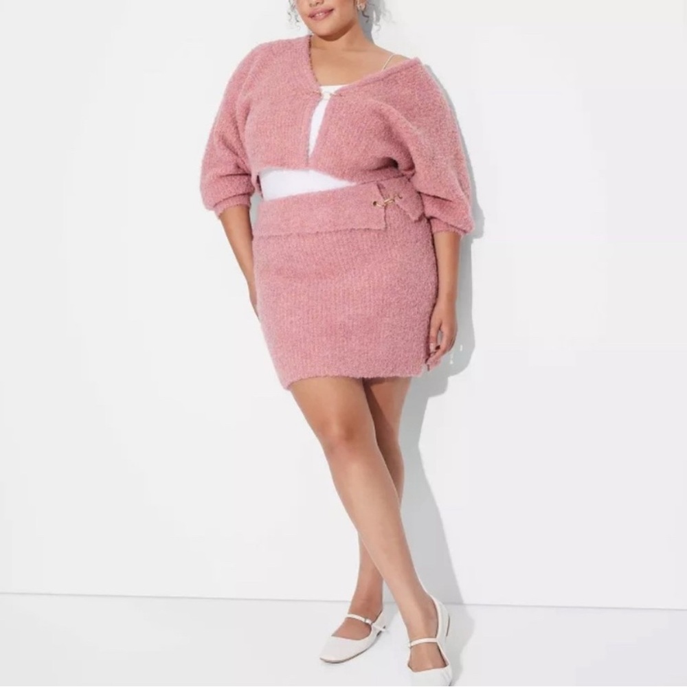 WILD FABLE Women's Boucle Pink Mini Skirt - Size XXL
